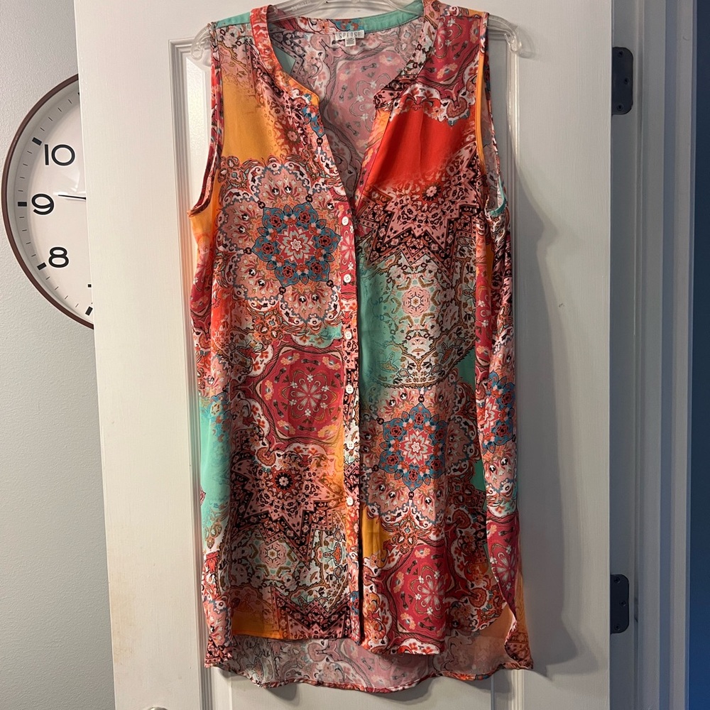 Spence boho v neck button up tunic size L